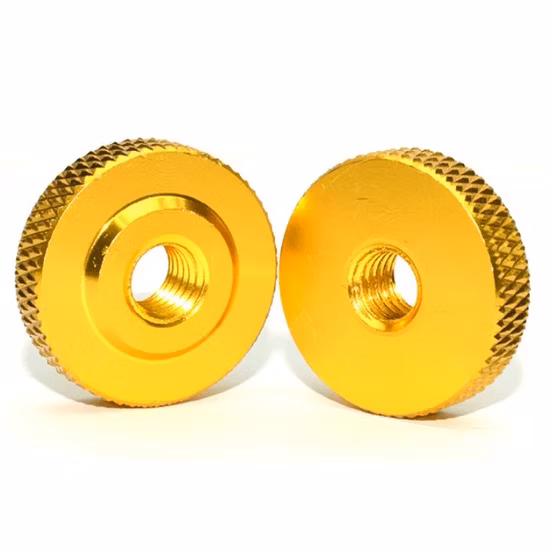 알루미늄 얇은 엄지 너트 작은 단계 손으로 널링 엄지 너트를 조이세요