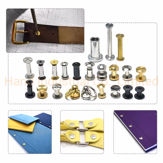 M3 M4 6 8 10mm SUS304 316 황동 티타늄 청동 녹색 구리 가죽 목재 보드 힐트 가죽 끈 벨트 바인딩 나사 배럴 너트